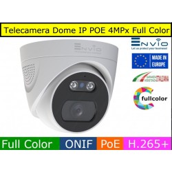 Telecamera Dome IP POE 4MPx Full Color, Onvif, H.265+, visione notturna a colori 30 metri, analisi video