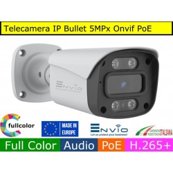 Telecamera Bullet IP POE 5MPx Full Color, Onvif, h.265+, Visione notturna a colori 30 mt, Analisi video