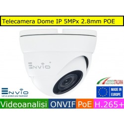 Telecamera Dome IP 5MPx POE, ottica 2.8mm, Onvif, IP65, IR 20 mt, Analisi video