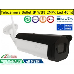 Telecamera Bullet IP WIFI 2MPx, Led 40 mt, Onvif, Videoanalisi, audio bidirezionale, Human Detect, IP66 registra su SD card