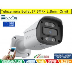 Telecamera Bullet IP 5MPx POE,Double Light Visione notturna a colori, Led 30 mt, Onvif, Videoanalisi, Human Detect, IP65