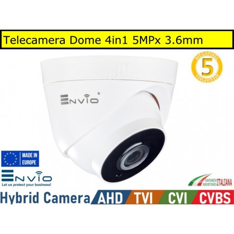 Telecamera Dome 4in1 5MPx Led 20mt ABS AHD TVI CVI CVBS