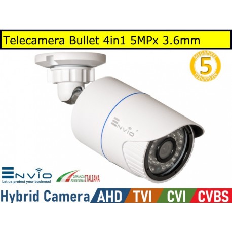 Telecamera Bullet 4in1 5MPx Sony Starvis IMX335 OSD IP66 Ahd Cvi Tvi Cvbs 3.6mm