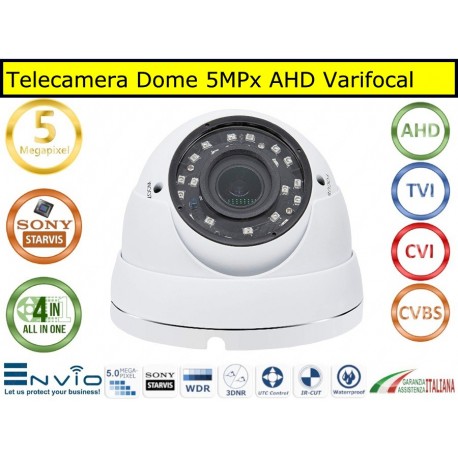 Telecamera Dome 4in1 5MPx, Varifocale 2.8~12mm Sony Starvis IMX335