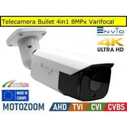 Telecamera Bullet 4in1 8MPx, Led 40mt, ottica motorizzata 4x, 4K ULTRA HD, IP65