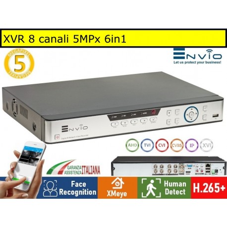 xMeye - XVR 6in1 8 ch. 5MPx, Human Detect, Face Recognition, UTC, Cloud, AHD CVI TVI CVBS XVI IP