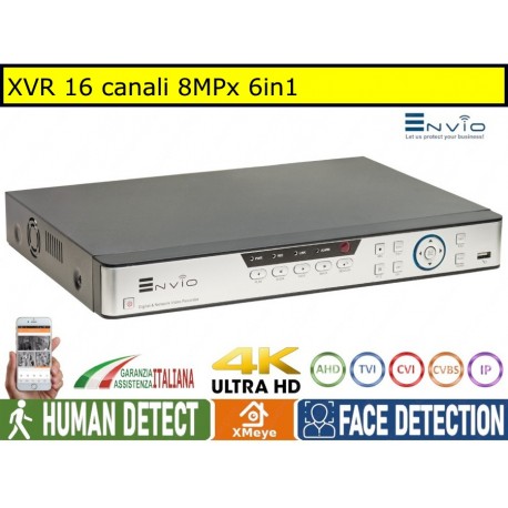 xMeye - XVR 6in1 16 ch. 8MPx, Ultra HD 4K, Human Detect, Face Recognition, UTC, Cloud, Videoanalisi, Ingressi e uscite allarme