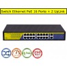 Switch POE 16 Porte POE + 2 Porte Uplink 10/100/1000 Mbps IEEE 802.3AF RJ45 per IP Cam