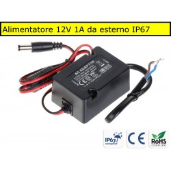 Alimentatore Switching 220 AC 12V DC 1A 12W IP67 ermetico da esterno per CCTV Telecamere