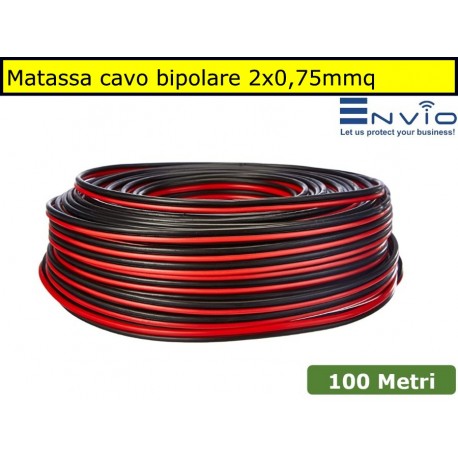 Matassa 100 mt. cavo alimentazione 2x0.75mmq CCA PVC Rosso/Nero