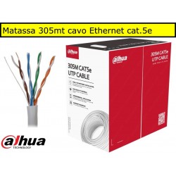 Matassa 305 mt.Cavo di rete Ethernet UTP Cat 5e 4x2 AWG 24 Lan RJ45 Dahua 100% Rame