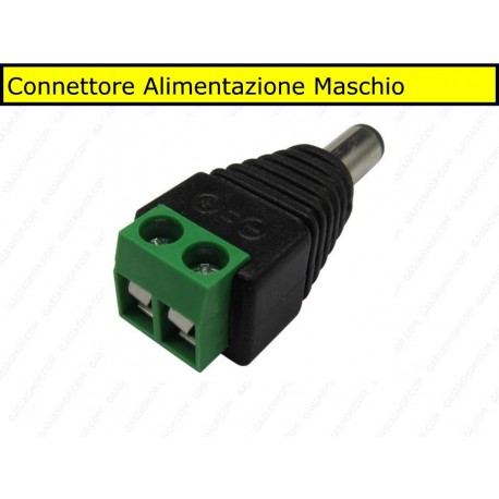 Connettore alimentazione maschio con morsetto polarizzato a connessione rapida