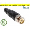 10 pezzi pz. connettore BNC maschio a vite per cavo coax RG59 CCTV