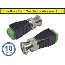 10 pezzi pz. connettore BNC maschio con morsettiera a vite per cavo coax RG59 CCTV