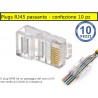 10 pezzi connettore Plug RG45 tipo EZ passante per cavo Ethernet Lan UTP Cat 5e