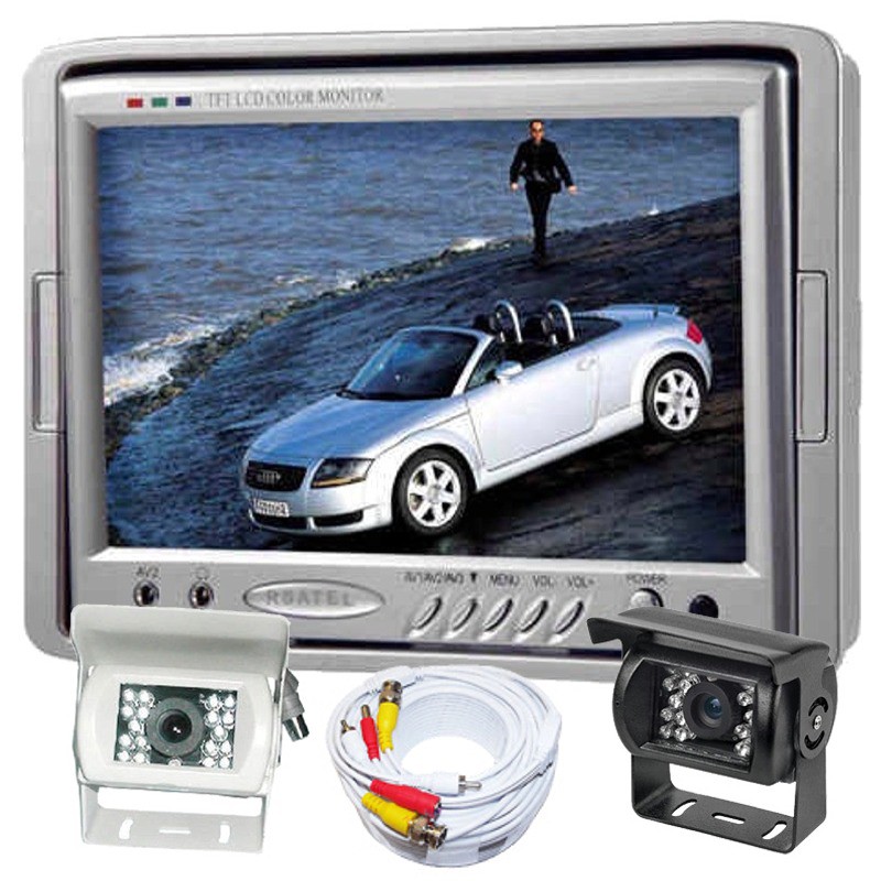Kit Retromarcia Monitor 7 pollici e Telecamera da targa LED Auto Camper Furgone 