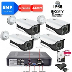 Kit  DVR 5MPx con rilevamento viso + 4 telecamere 5MPx Sony + hard disk omaggio