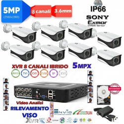 Kit  DVR 5MPx con rilevamento viso + 8 telecamere 5MPx XVI + hard disk omaggio