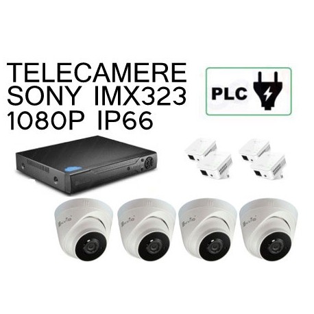 KIT 4 CANALI 1080P PLC POWER LINE SU PRESA ELETTRICA